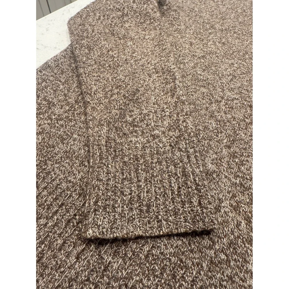 J.Crew Rugged Merino Wool Blend Marled Crewneck Sweater Mens Medium Brown Knit